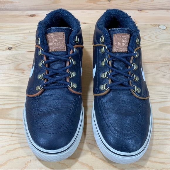 Nike Zoom SB Stefan Janoski Mid Shoes # 472679-423
Leather
Men’s 7.5 Navy White - Picture 6 of 10